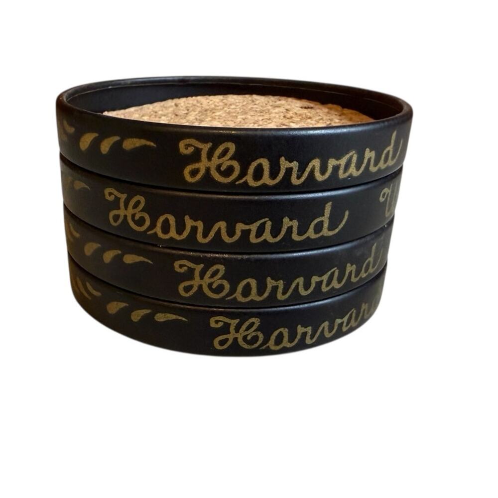 Vintage Harvard University Handpainted Coaster Set